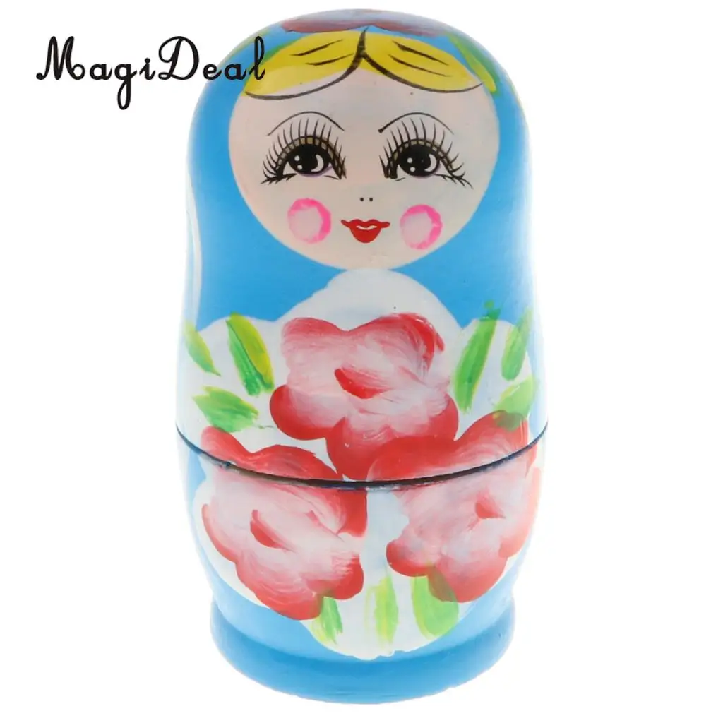 5PCS Wooden Russian Nesting Dolls Matryoshka Stacking Nested Dolls Toys Christmas Gifts Home Decoration for DIY Hand Painted