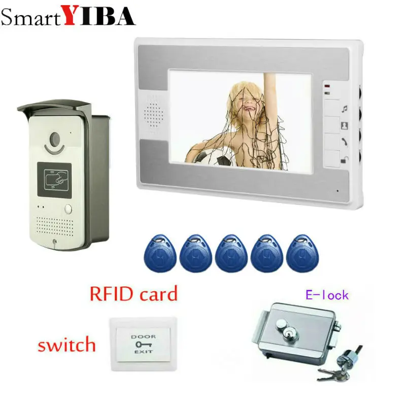 SmartYIBA 7 "проводной видео звонок дома, домофон + двери, электрический замок кнопка выхода домофон просмотра Камера видео двери телефон