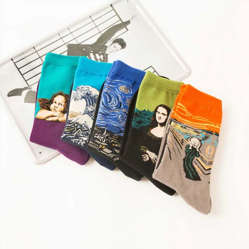 Arrival Cotton Art Oil Socks Painting Washington Davi Male Female Cupid Retro Style Men Women Socks Sport Cycling Sock ST Arrival Cotton Art Oil Socks Painting Washington Davi Male Female Cupid Retro Style Men Women Socks Sport Cycling Sock ST