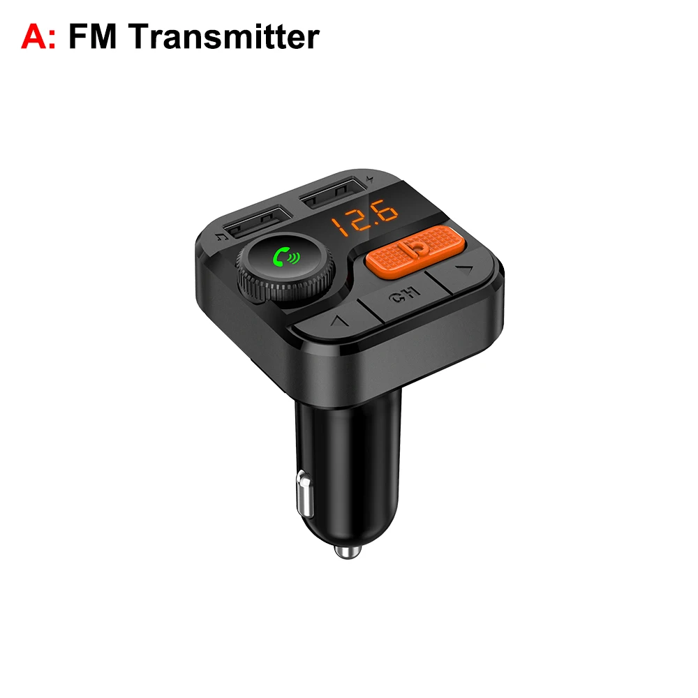 Автомобильное радио fm-передатчик бас Музыка Bluetooth V5.0 2.4A+ 1.0A быстрое зарядное устройство два usb порта TF карта USB флэш-накопитель Воспроизведение MP3 комплект - Название цвета: A-FM Transmitter