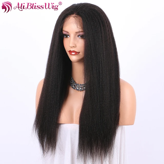 Italian Yaki Lace Front Human Hair Wigs For Black Women Brazilian Remy Bleached Knots Glueless