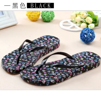 

2019 Summer cute small floral flip-flops Korean couple flat female plastic rubber beach slip sandals wholesale