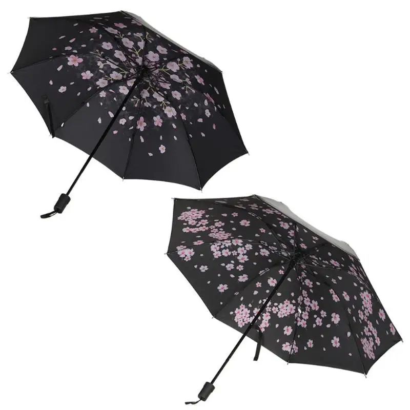 

Black Coating 3 Folding Umbrella Anti-UV Outdoor Rain Sunshade Umbrella