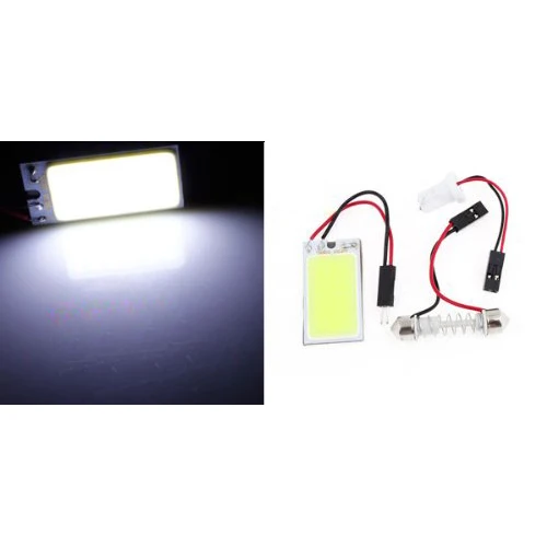 

Auto Super Bright White 18 COB LED Light Bulb Panel + T10 Festoon Adapters