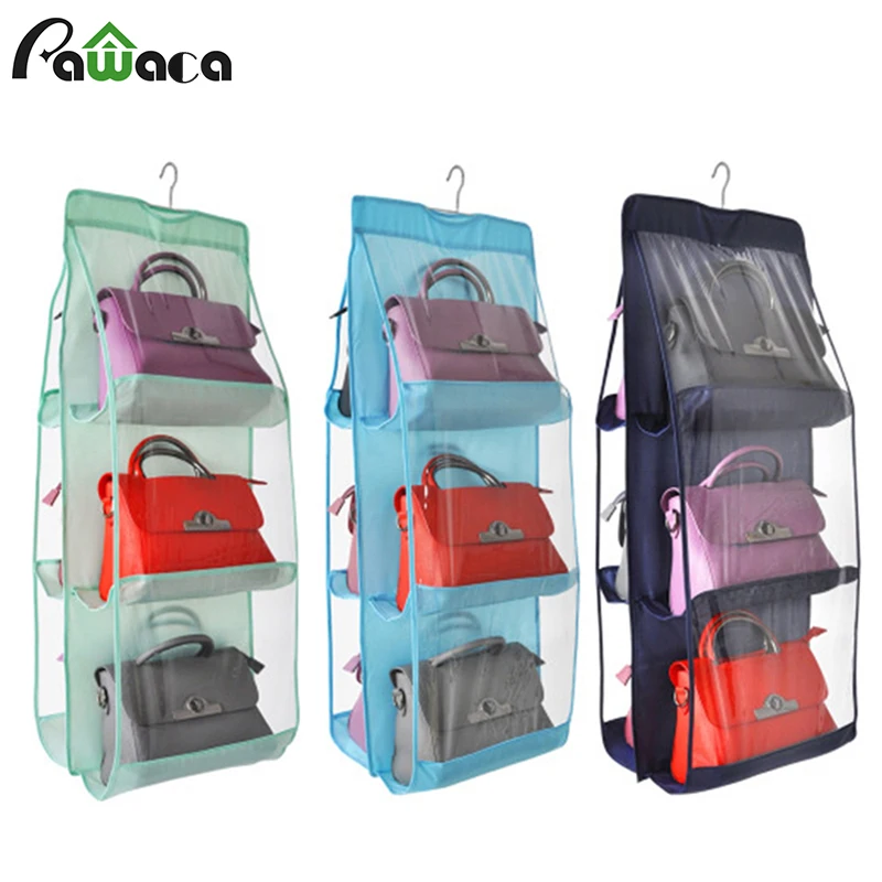 

6 Pockets Hanging Handbag Organizer Bag Dust-Proof Handbag Storage Holder Wardrobe Closet Organizer Home Sundry Shoe Storage Bag