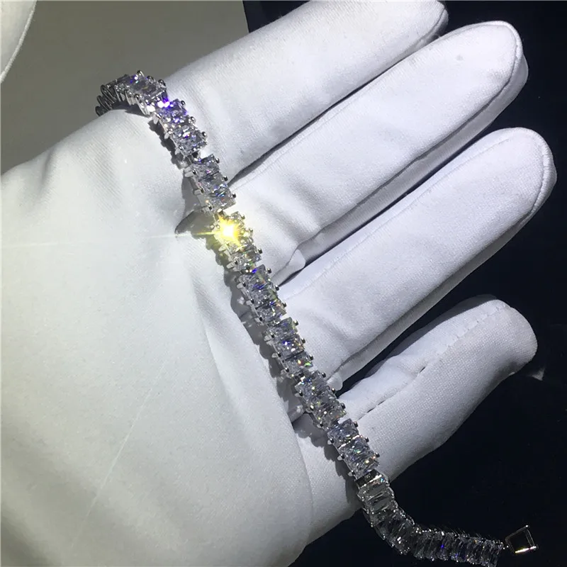 

Tennis bracelet T shape 5A cubic zirconia White Gold Filled Engagement bracelets for women wedding accessaries