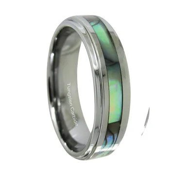 

Engagement Rings for Women 6mm/8mm Tungsten Carbide Rings Abalone Shell Inlay Step Edge Couples Anniversary Jewelry
