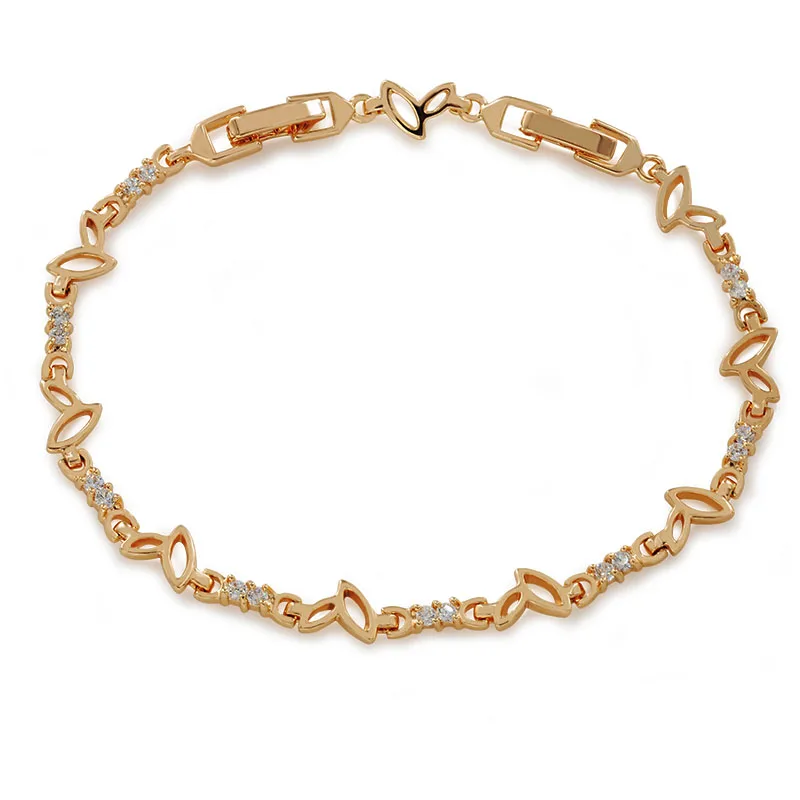 

MxGxFam Bracelets For Women ( 20cm ) Fashion Style Extended Chain 18 k Yellow Gold Color AAA+ Cubic Zircon Creative Designs