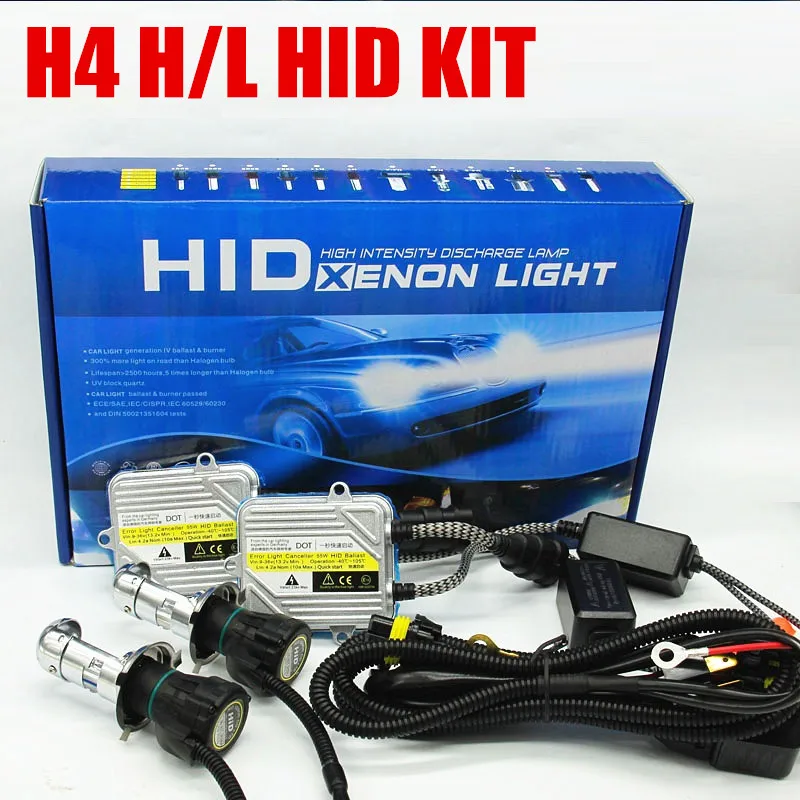 Все алюминиевый материал HID h4 Высокий Низкий Луч би ксенон H4-3 HI LO hid головной светильник 55 Вт H4 светильник