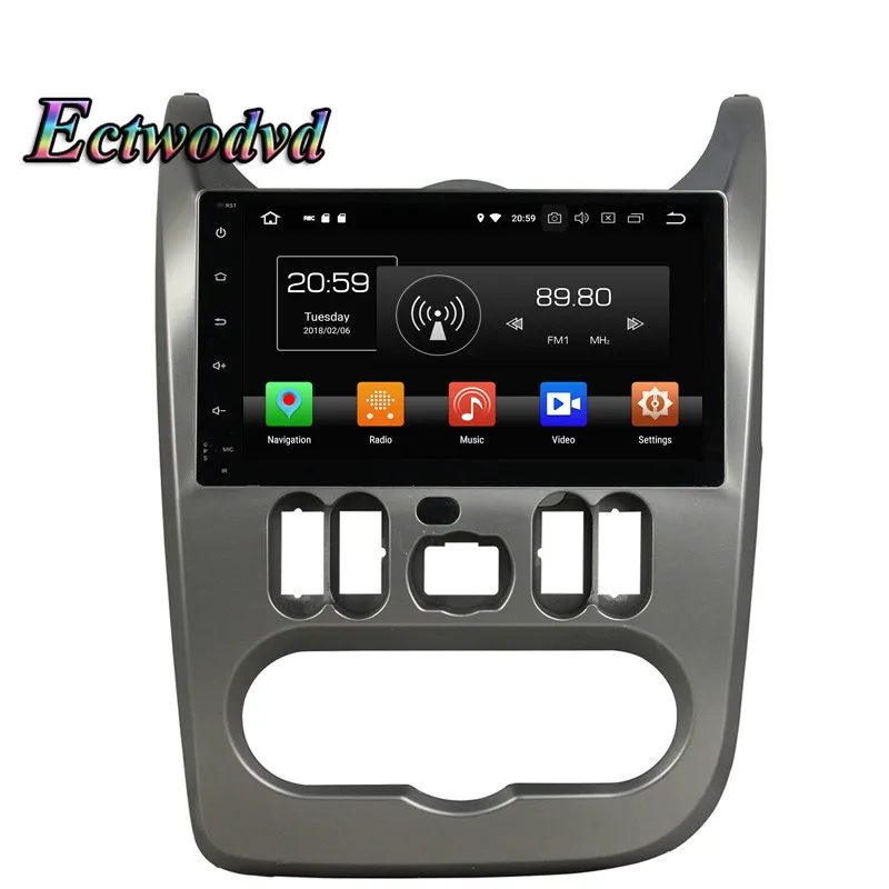 Excellent Ectwodvd Octa Core 4G RAM 64G ROM Android 9.0 Car Multimedia DVD Player GPS HeadUnit For Renault Logan/Sandero/Duster 2015 2016 0