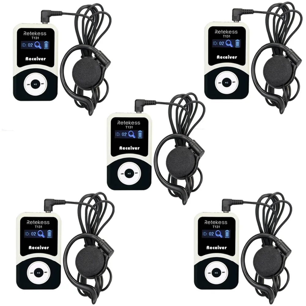 

5pcs RETEKESS T131 99 Channels Portable Wireless Receiver For Tour Guide System/Simultaneous Meeting /Wireless Meeting/Church