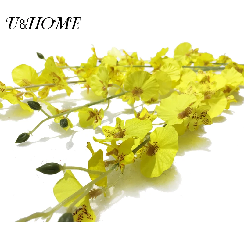 Artificial Yellow Oncidiums Silk Flowers Real Touch Orchid For Home Wedding Party DIY Decoration