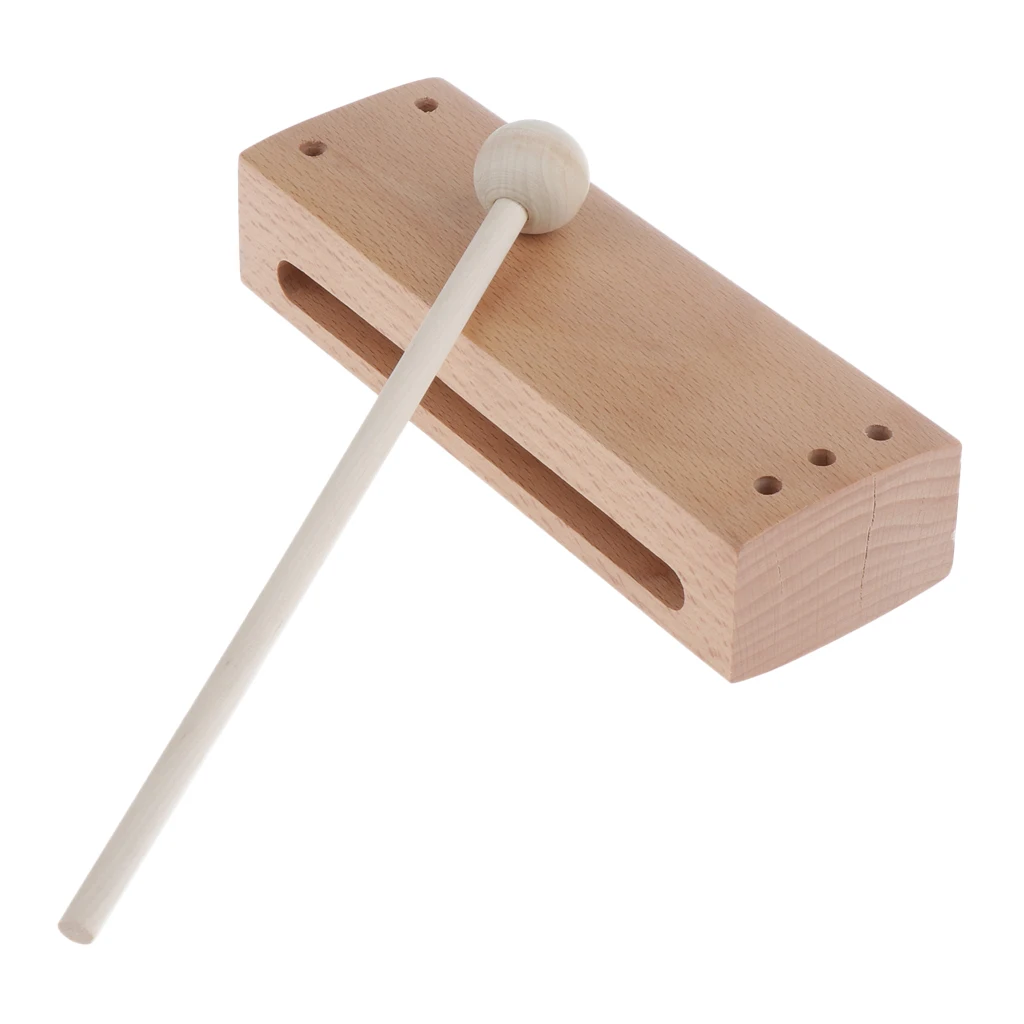 Wooden Percussion Block Wood Clapper with Mallet for Children Kids Musical Toy
