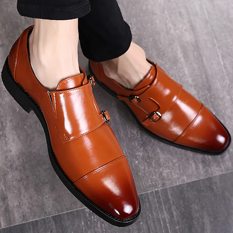 

Large size 5.5-14 men formal shoes leather pointed toe wear resistant buckle fashion footwear men 2019 new arrival