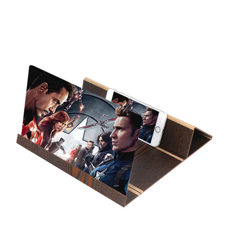 

HD 3D Stereoscopic Amplifying Phone Screen Magnifier Video Screen Amplifier Desktop Wood Bracket Outdoor Fun Tool