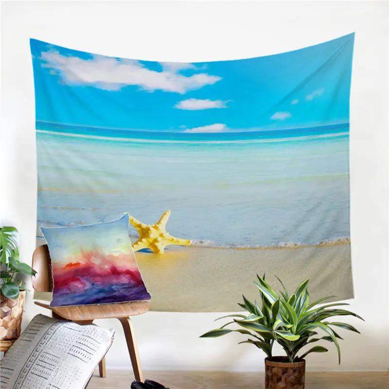 Постельные принадлежности Outlet пляжный гобелен 3D напечатанный настенный подвесной Синий Постельное белье Микрофибра скатерть для домашнего декора Настенный Ковер покрывала - Цвет: Starfish