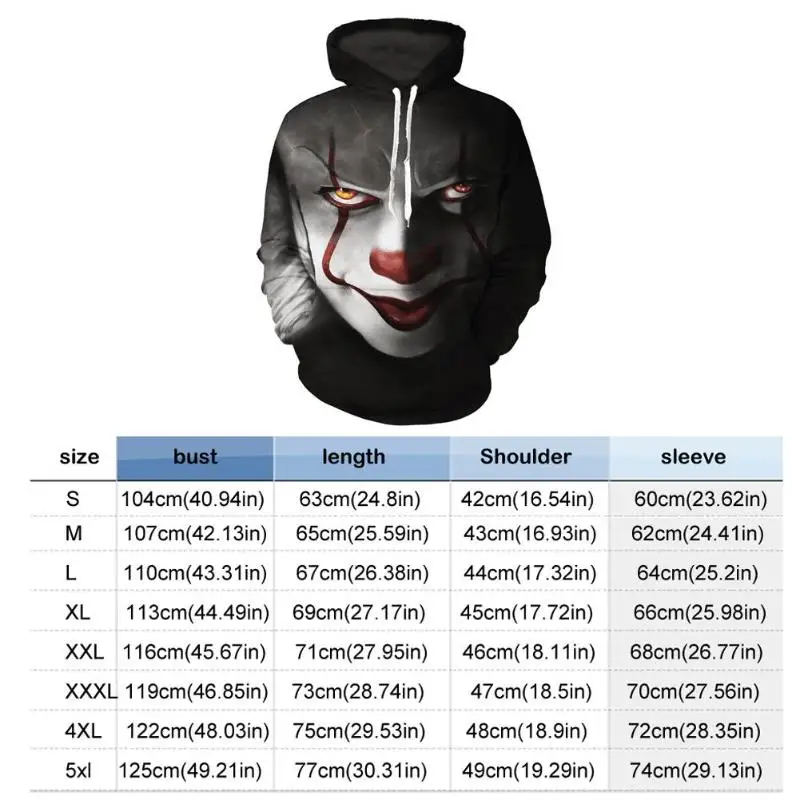 Мужские толстовки с объемным принтом «Клоун ужас»; сезон осень; толстовки для мужчин и женщин; толстовки с 3D принтом; повседневные пуловеры; уличная одежда; топы