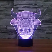 Бык светодиодный 7 видов цветов Изменение 3D свет bulbing шимпанзе лампы творческий фигурку игрушки Рождество Новинка свет
