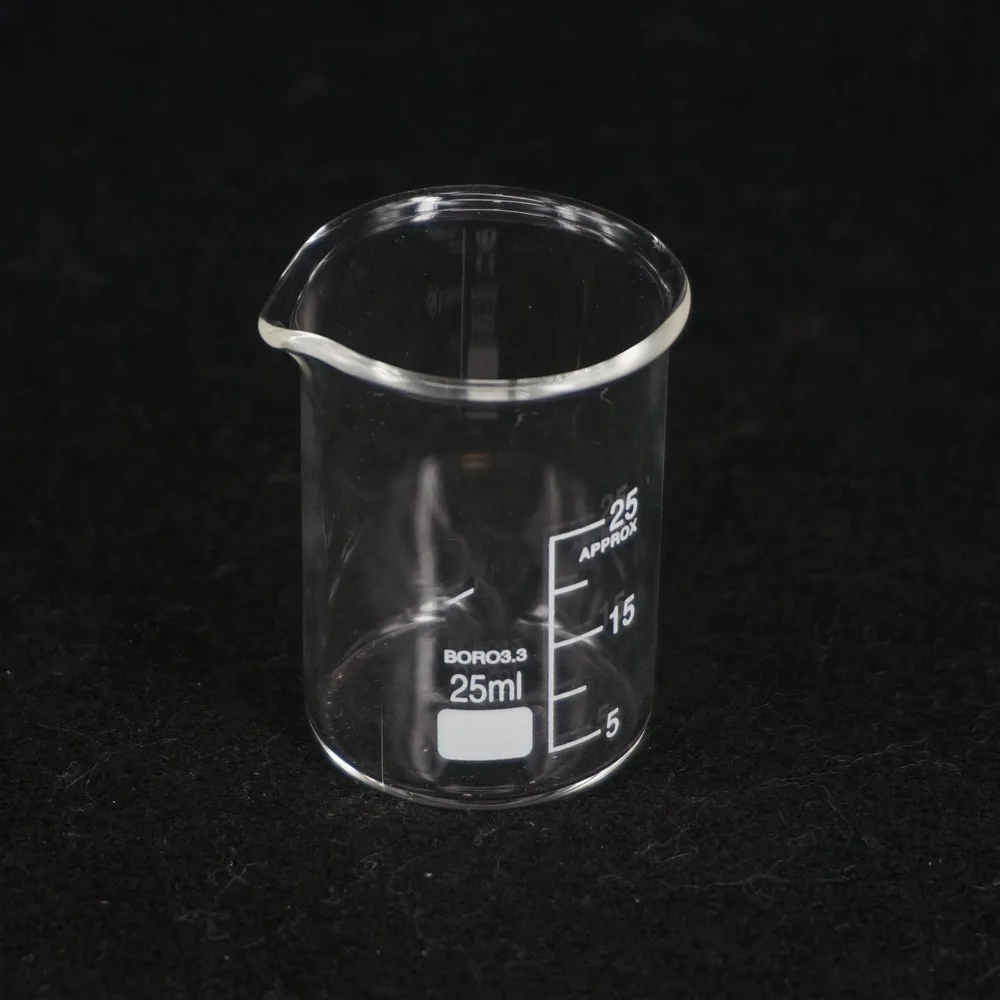 

25ML Low Form Beaker Chemistry Lab G3.3 Borosilicate Glass Heavy Wall