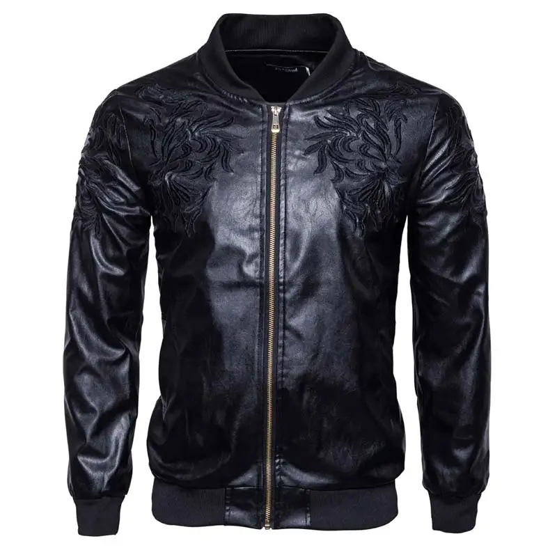 Brand Motorcycle Leather Jackets Mens Fashion Embroidery Logo Autumn ...
