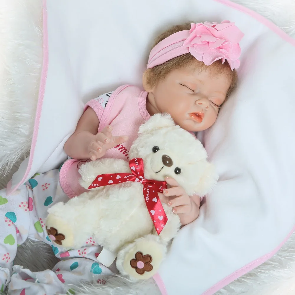 Спящие куклы Bebes reborn NPK 22 дюйма полутело силиконовый Реборн детский подарок