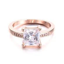 

Hot Sale 18K Rose Gold Plated CZ Diamond Fine Jewelry Ring For Women Engagement Wedding Rings Anillos Vintage Bijoux Bague QK012