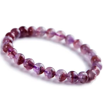 

7.5mm Natural Genuine Cacoxenite Auralite 23 Crystal Round Beads Bracelet Women Femme Charm Stretch Bracelets