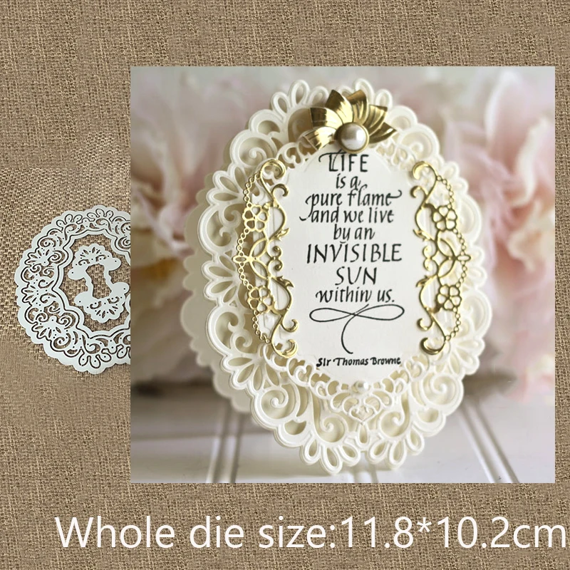 

New Design Craft Metal Cutting Dies cut die Flower oval background Scrapbooking Album Paper DIY Card Craft Embossing Die Cuts