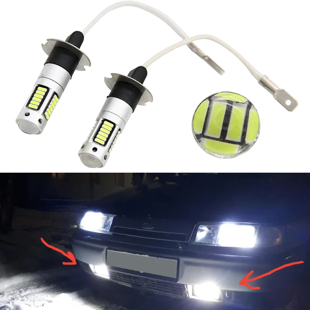 2 шт. сменные светодиодсветодиодный лампы 30 SMD 4014 H3 PK22s для противотуманных фар