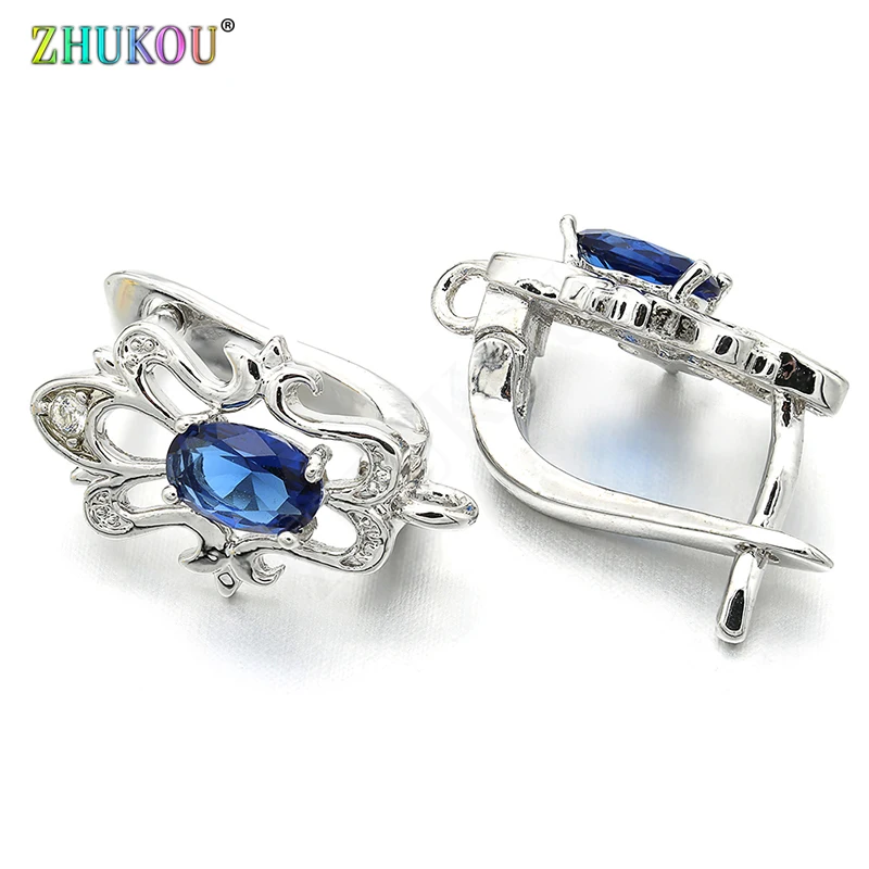 

1 Pair 12*17mm Brass Cubic Zirconia Diy Earrings Accessories, Hole: 1.5mm, Mixed Color, Model: VE20
