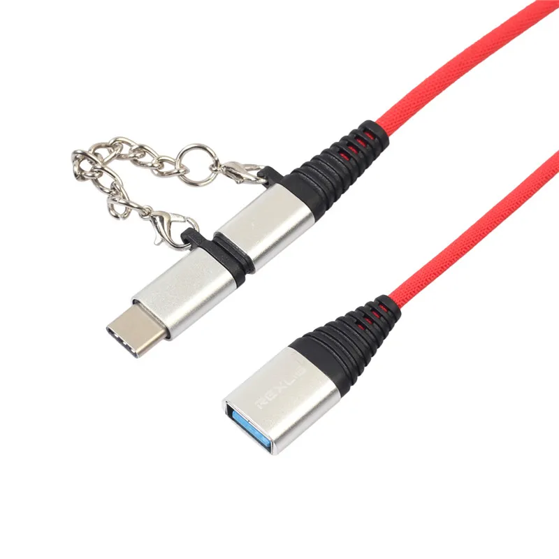 2 In 1 Type C Male + Micro USB To 2.0 Female OTG Adapter Cable Wire Mobile Phone Data Line Charging Converter Dropship|Переходники и