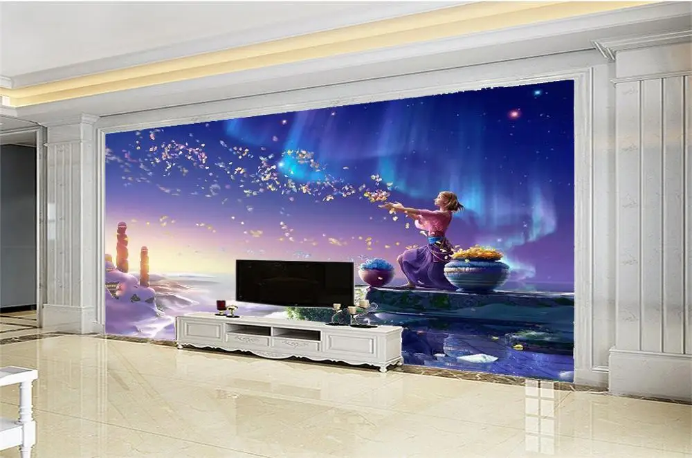 3d цифровая печать обои Девушка с естественной красотой крыльцо фон стены