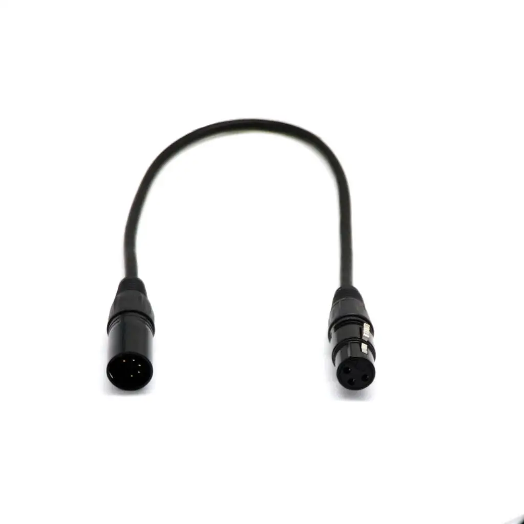 5-Pin Male to 3-Pin Female XLR Turnaround DMX Adapter Connector Cable DIY