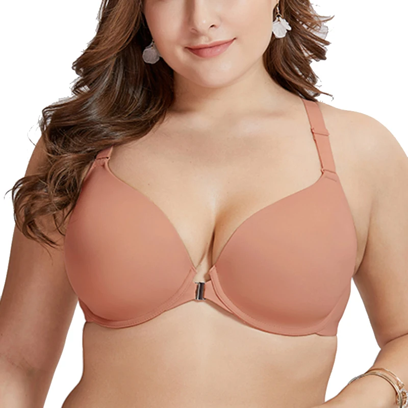  Smooth Seamless Women's Racerback Front Closure Bra Foam Full Coverage Underwire Plus Size Lingerie