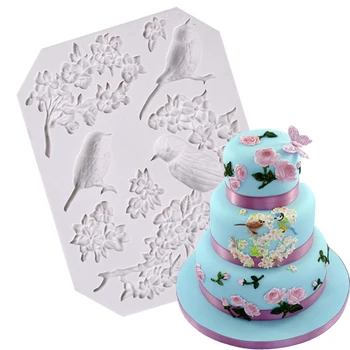 

Birds & Flowers Silicone Mold Fondant Mould Cake Decorating Tools Chocolate Gumpaste Mold, Sugarcraft, Kitchen Accessories
