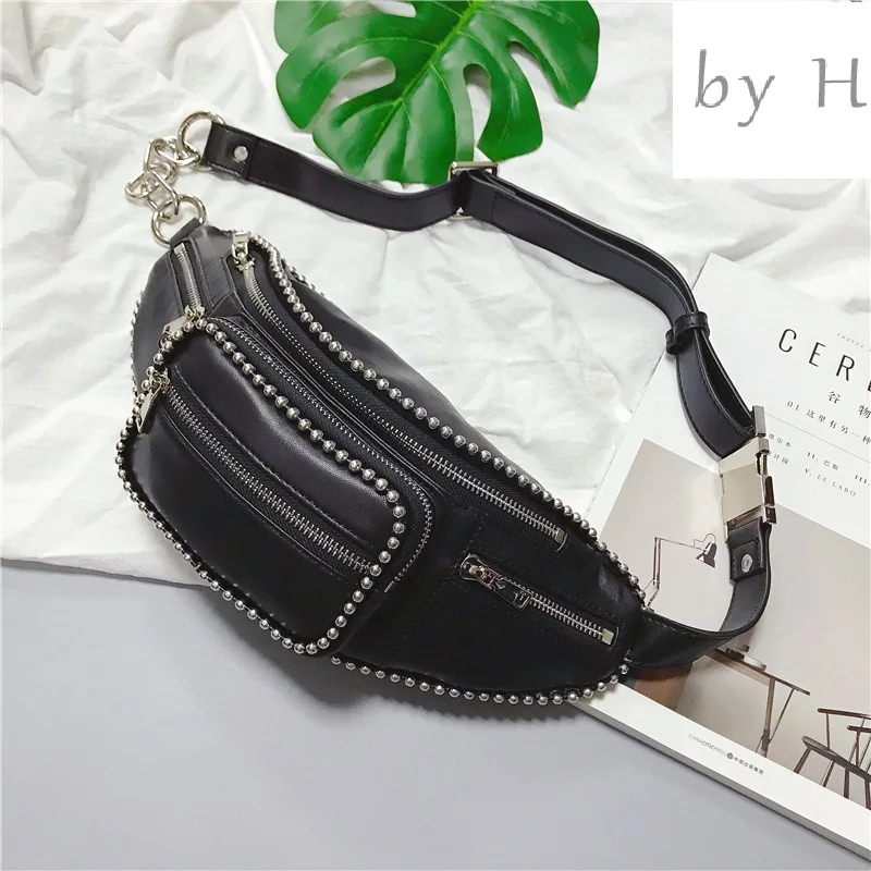 

by H new arrival big capacity chest handbags for Women Genuine Leather Adjustable chain Strap Belt Large Zippered handbags