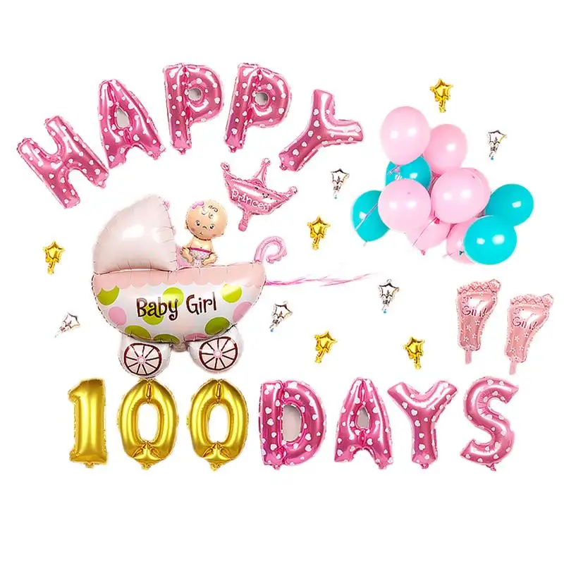 Новый Фольга шар набор для маленьких мальчиков/девочек Happy 100 дней декоративные шары вечерние шары для душа ребенка день рождения орнамент