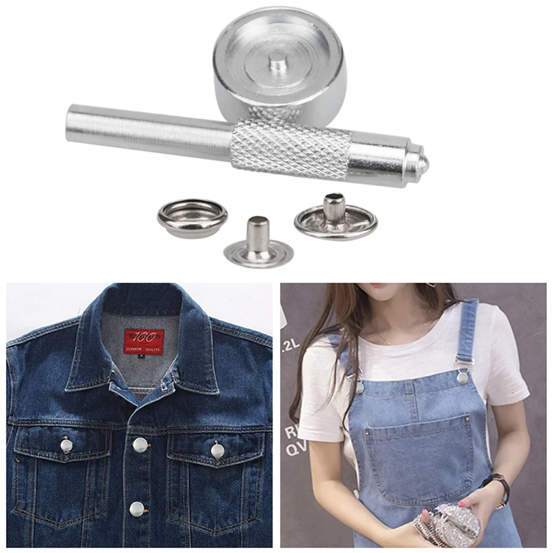 

Meatal Snap Fastener with 6 Fasteners Kit Press Studs Button Installation Tools Hand Punch Tool Set DIY Materials Accessories