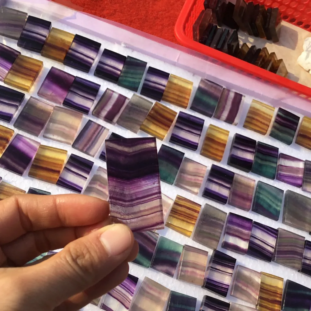 

Natural Rainbow fluorite slice stripe fluorite slab for DYI