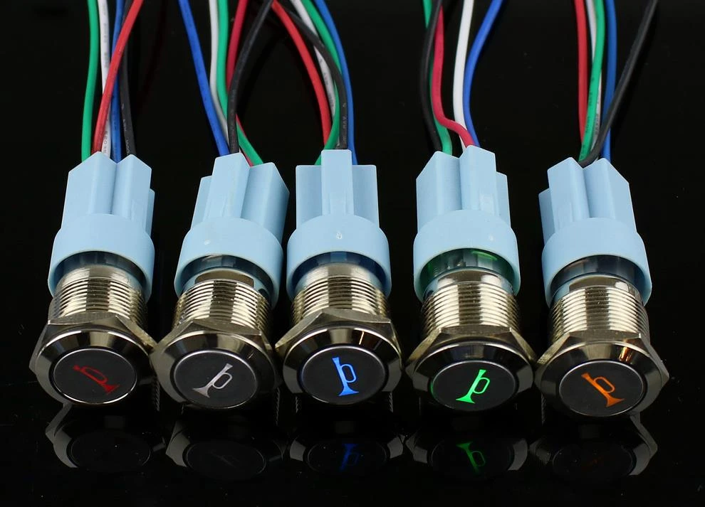 

19mm Metal Push Button Switch car speaker Symbol waterproof LED 12V Self-lock Momentary Latching button switch