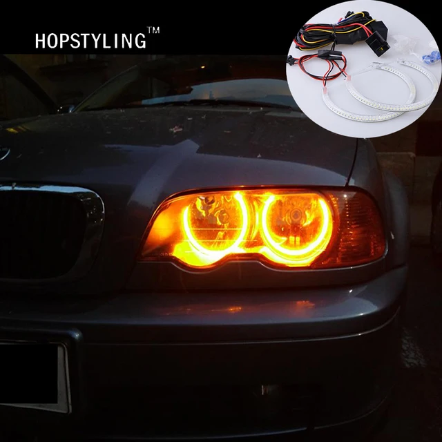4x131mm Amber Yellow Angel Eyes Headlight 60 SMD 3528 LED Halo Rings