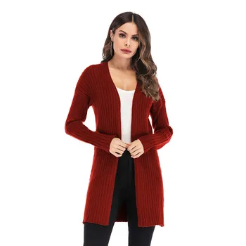 

Cute Knitted Casual Cosy Middle Long Ribbed Cardigan Dress for Women Kawaii Ladies Knit Drop Shoulder Sweater Coat Oversized S-L