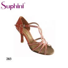 Free Shipping Suphini Brand Blue Satin Latin dancing shoes Women's Rhinestone shoes Salsa Party Latin Dance Shoes purple satin latin dance shoes with rhinestone women s salsa shoes free shipping xc 6367