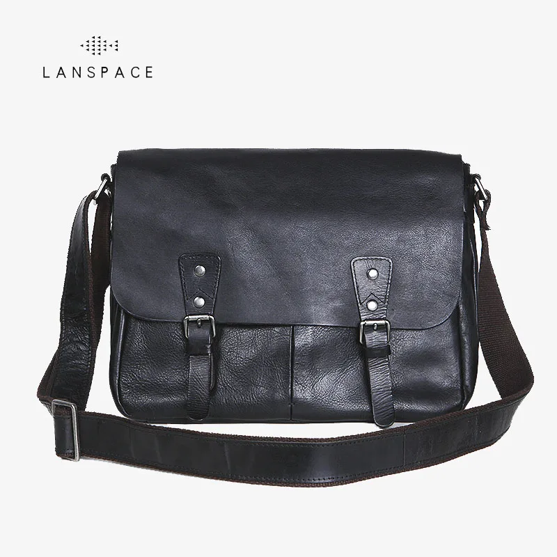 LANSPACE font b men s b font leather messenger font b bag b font font b
