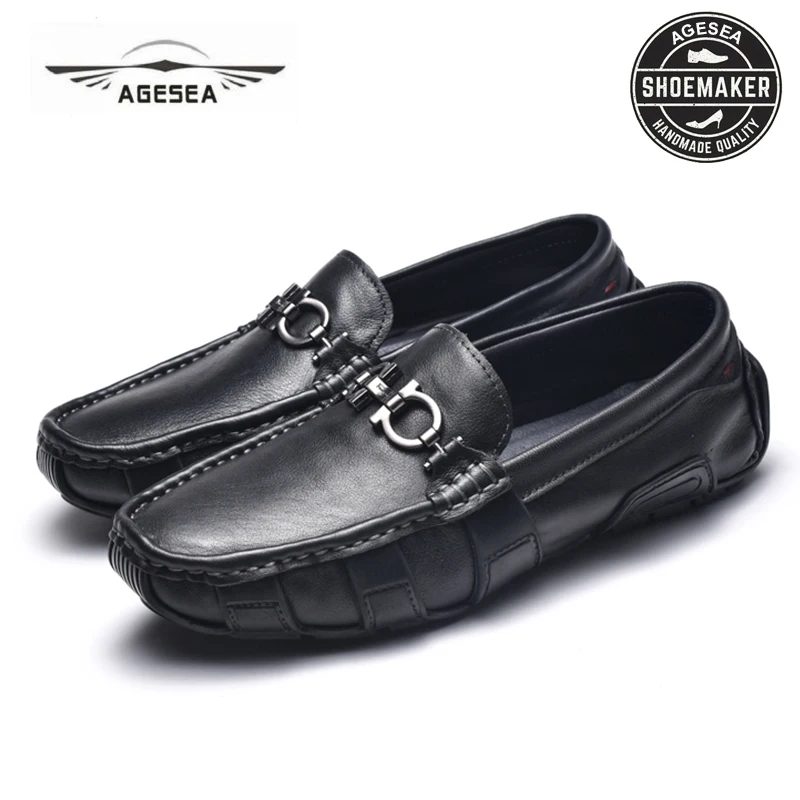 

AGESEA new hot autumn soft leather shoes flat shoes high quality men's shoes leather men's casual flat shoes 38-45 yards xmx2918