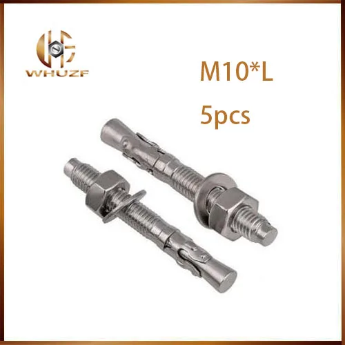5pcs 304 Stainless Steel Expansion Screw Wedge Anchor Through Bolt M6 M8 M10 M12 M16 Expansion