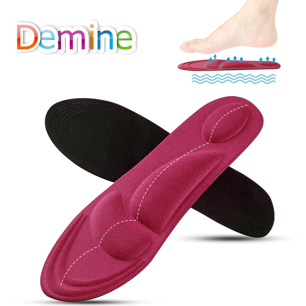 Demine 4D الإسفنج الرياضة النعال للرجال النساء قوس دعم تشغيل حذاء إدراج منصات لينة الراحة صدمة رياضة وسادة نعل