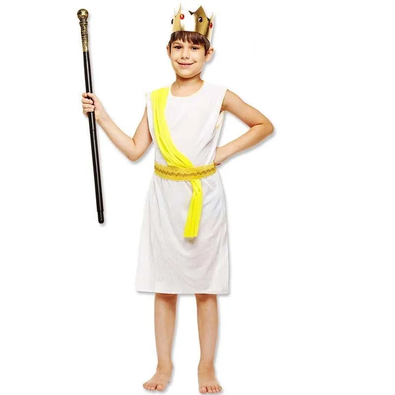 White Purim Children Boy Arab Greece Rome Egypt Prince Pharaoh Scepter Role Play Cosplay Costume Halloween costume | Тематическая