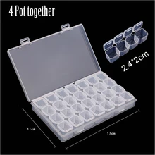 28 slot di Plastica Trasparente Vuoto Unghie Artistiche Decorazione di Caso di Immagazzinaggio Box Glitter Per Unghie Perline Con Strass Accessori Contenitore di Unghie, Prodotti E Attrezzi