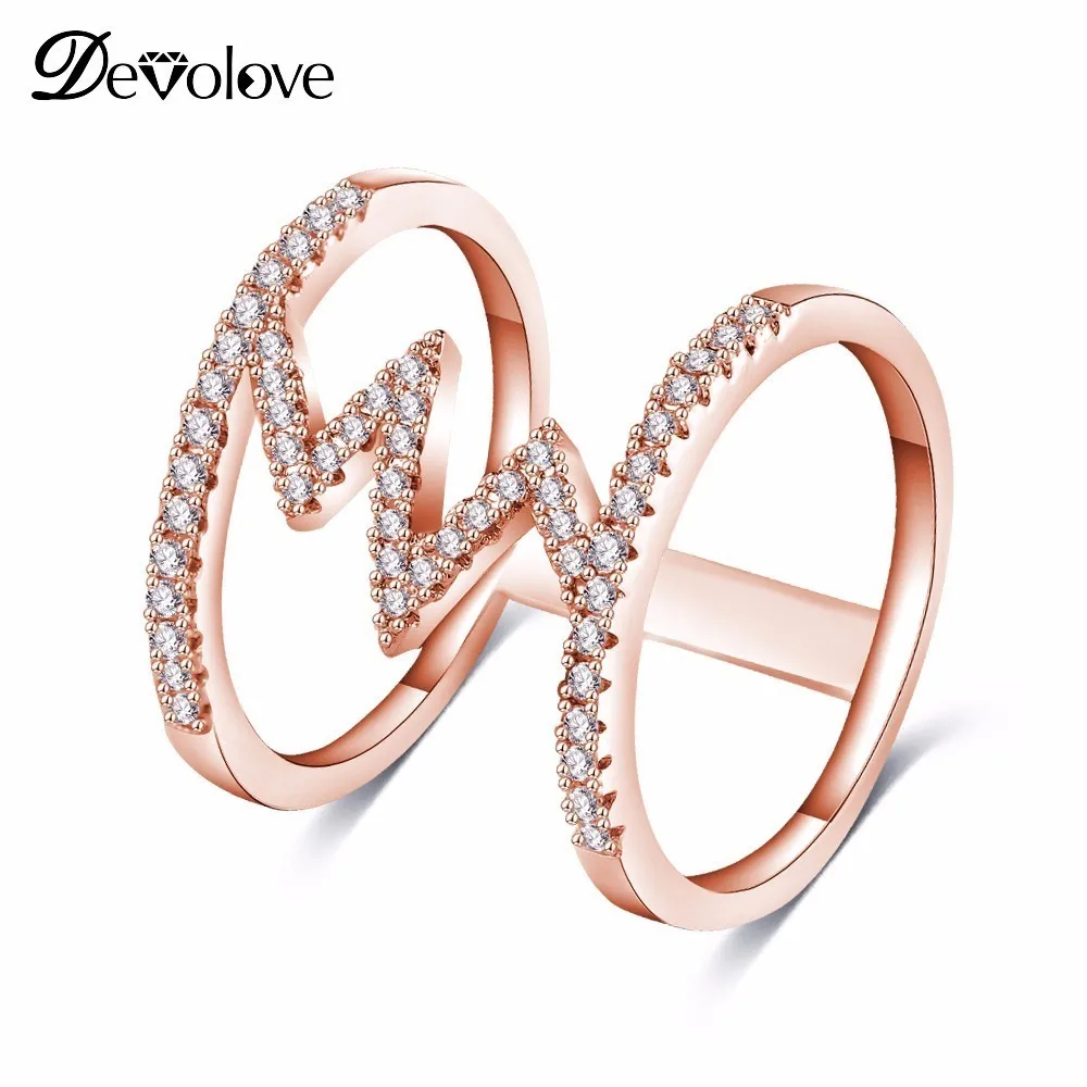 DEVOLOVE панк кольцо из розового золота Цвет кольца Мода геометрический Свадьба Bague